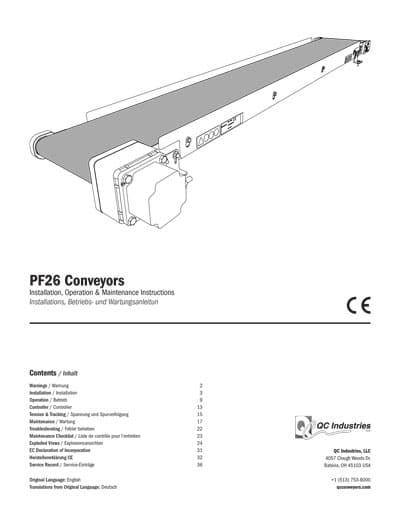 PF26 conveyors manual cover