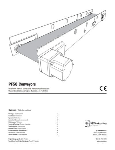 PF50 conveyors manual cover